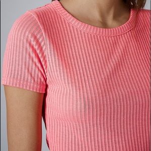 Topshop | Pink Ribbed Crop Top